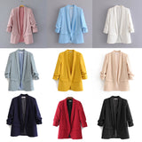 Huibaolu Spring Style Pleated Sleeve Sag Urban Leisure Candy Color Women's Suit Coat