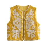 Huibaolu New Embroidered Round-Neck Cardigan In Summer Is Fashionable Vest.