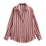 Huibaolu Striped Satin Casual Shirt 8160562 In Autumn