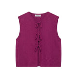 Huibaolu Summer Bow Bow V-Collar Sleeveless Knitted Vest 5698506