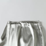 Huibaolu New Satin Champagne Medium-Long Fashionable Half Skirt