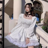 Huibaolu Lovely Sweet Bubble Sleeve Dress 2024 Spring Lace Lace Princess Dress