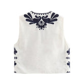 Huibaolu New Embroidered Round-Neck Cardigan In Summer Is Fashionable Vest.