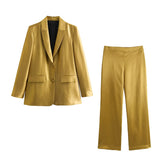 Huibaolu Early Spring, The New Gold Straight-Cut Suit Jacket 8753599 Vertical Trousers Suit