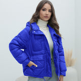 Huibaolu Station Down Cotton-Padded Jacket 2024 New Women's Winter Thickened Cotton-Padded Jacket Popular Style Bright Color Vertical Collar Cotton-Padded Jacket