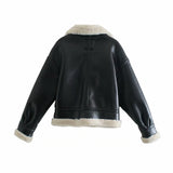 Huibaolu Winter Women's Wear Street Fashion Plush Fur Integrated Jacket