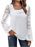 Huibaolu Women's Wear 2024 Spring And Autumn Fashion Elegant New Lace Spliced Knitted Blouse