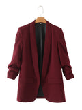 Huibaolu Spring Style Pleated Sleeve Sag Urban Leisure Candy Color Women's Suit Coat