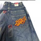 Huibaolu Wide-Legged Jeans Jnco Street Hip-Hop Personality Y2K Straight Casual Pants