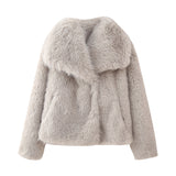 Huibaolu New Artificial Fur Effect Short Style Fashion Coat 4360240