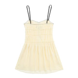 Huibaolu Spring Style Small Bow Decorated With Texture Slim Suspender Dress 7200304