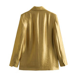 Huibaolu Early Spring, The New Gold Straight-Cut Suit Jacket 8753599 Vertical Trousers Suit