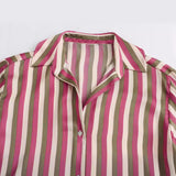 Huibaolu Striped Satin Casual Shirt 8160562 In Autumn