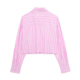 Huibaolu New Casual Loose Striped Short Style Shirt 2298084