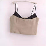 Huibaolu New Splicing Design Short Halter Top 3583586