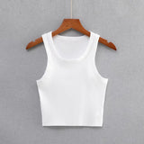 Huibaolu New Round Collar Solid Color Sports Short Blouse With A Slimmed Edge, A Small Vest.