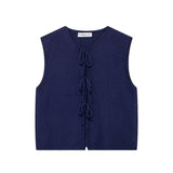 Huibaolu Summer Bow Bow V-Collar Sleeveless Knitted Vest 5698506