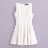 Huibaolu Spring Skate Sleeveless Solid Color Mini Dress 4043041