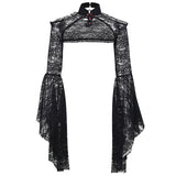 Huibaolu Dark Wind New Horn Sleeve Collar Lace Splicing Open Shoulder Temperament Leisure All Kinds Of Jackets