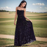 Huibaolu Summer New Fashion Sexy Perspective Seaside Holiday Halter Skirt Broken Flower Dress