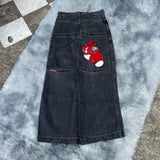 Huibaolu Baggy Jeans Hip-Hop Rock Print 2024 New Fashion Harajuku Wide-Leg Jeans