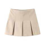 Huibaolu New Autumn 2024 Women's Dress High Waist Wide Pleated Skirt Shows Thin Miniskirt 7385524