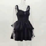 Huibaolu Summer 2024 New Style Short Skirt Slim Temperament Pure Black Sling Pure Desire Dress Woman