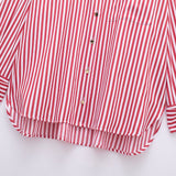 Huibaolu Spring Style Flanged Cuff Striped Loose Shirt 2731533