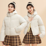 Bean Wind Hooded Down Cotton Clothes Female 2024 Autumn And Winter New Padded Clothes Small Bread Clothes Korean Version Short Coat