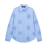 Huibaolu Spring Style Glue Embroidery Decorated Loose Poplin Shirt 2492056