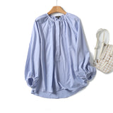 Huibaolu New French Commuter Style Girl's Bubble Sleeve Round Collar Shirt In Spring