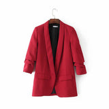 Huibaolu Spring Style Pleated Sleeve Sag Urban Leisure Candy Color Women's Suit Coat