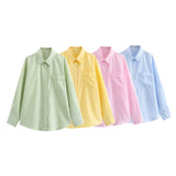 Huibaolu New Four-Color Striped Single Pocket Loose Casual Shirt