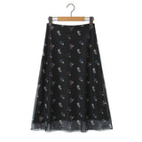 Huibaolu And Winter New Lace Printing Net Fashion Full-Length Skirt