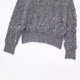 Huibaolu New Artificial Pearl Textured Pullover 9598279