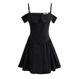 Huibaolu New Summer Women's Wear Shoulder Flanging Sexy Spicy Girl Suspender Dress Short Skirt