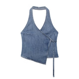 Huibaolu Summer Cowboy Collar Jacket Women's Small Sling Vest