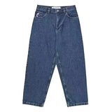 Huibaolu Year's Popular Street Clothing JNCO Jeans Y2K Casual Hip-Hop Blue Baggy Jeans