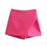 Huibaolu New Korean Version Of High Waist And Long Legs Asymmetrical Candy Colored Skirt Skirt Pants