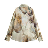 Huibaolu Spring Tie-Dyed Satin Texture Shirt 6962025 Skirt 6962024