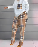 Huibaolu Fashionable Autumn And Winter Women's Casual Comfortable Printed Long-Sleeved Trousers Suit