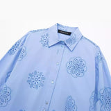 Huibaolu Spring Style Glue Embroidery Decorated Loose Poplin Shirt 2492056