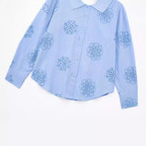 Huibaolu Spring Style Glue Embroidery Decorated Loose Poplin Shirt 2492056