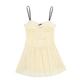 Huibaolu Spring Style Small Bow Decorated With Texture Slim Suspender Dress 7200304