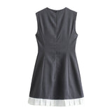 Huibaolu New Spring Style Short Sleeveless Dress With Pleated Hem