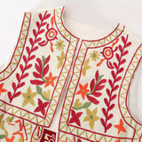 Huibaolu New Embroidery Short Style Casual Round Neck Cardigan Vest