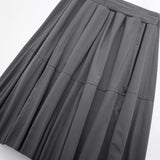 Huibaolu New Nylon Solid Color Pleated Casual Half Skirt 4391421