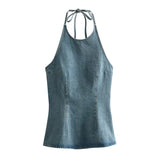 Huibaolu New Spring Style Neckless Sleeveless Halter Top 1208892002