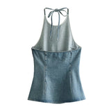 Huibaolu New Spring Style Neckless Sleeveless Halter Top 1208892002