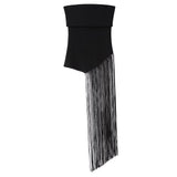 Huibaolu New Spring Tassel Decoration Stretch Body Wipe Chest Knitted Blouse 5584156